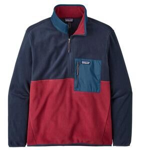 Patagonia Microdini 1/2 Zip Fleece Pullover Wax Red/Navy Men’s NWOT XXS‎